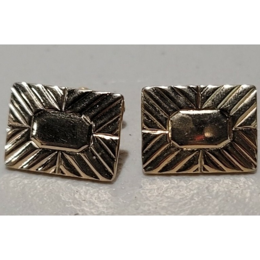 VINTAGE GOLD TONE SQUARE CUFFLINKS MARKED ANSON "H" ESTATE CLEANOUT FIND‎